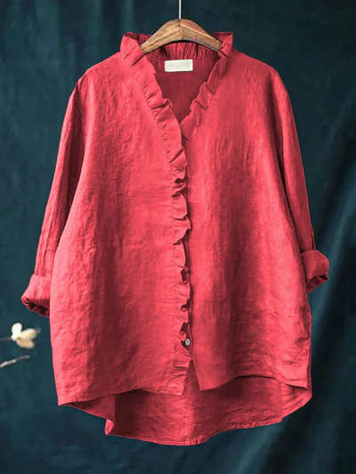 Dianara | Cotton and Linen Shirt with Ruffles