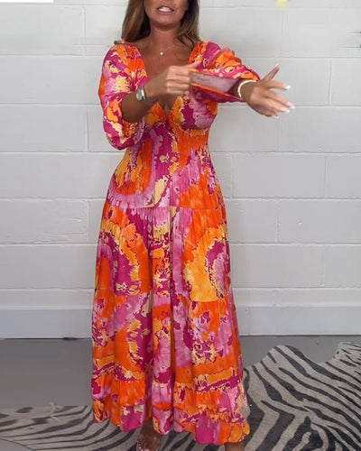 Rosea Stylish Print Dress with 3/4 Sleeves