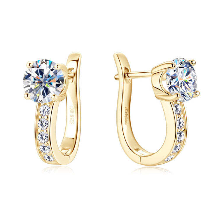 Channel Moissanite Huggie Earrings | 18k Gold