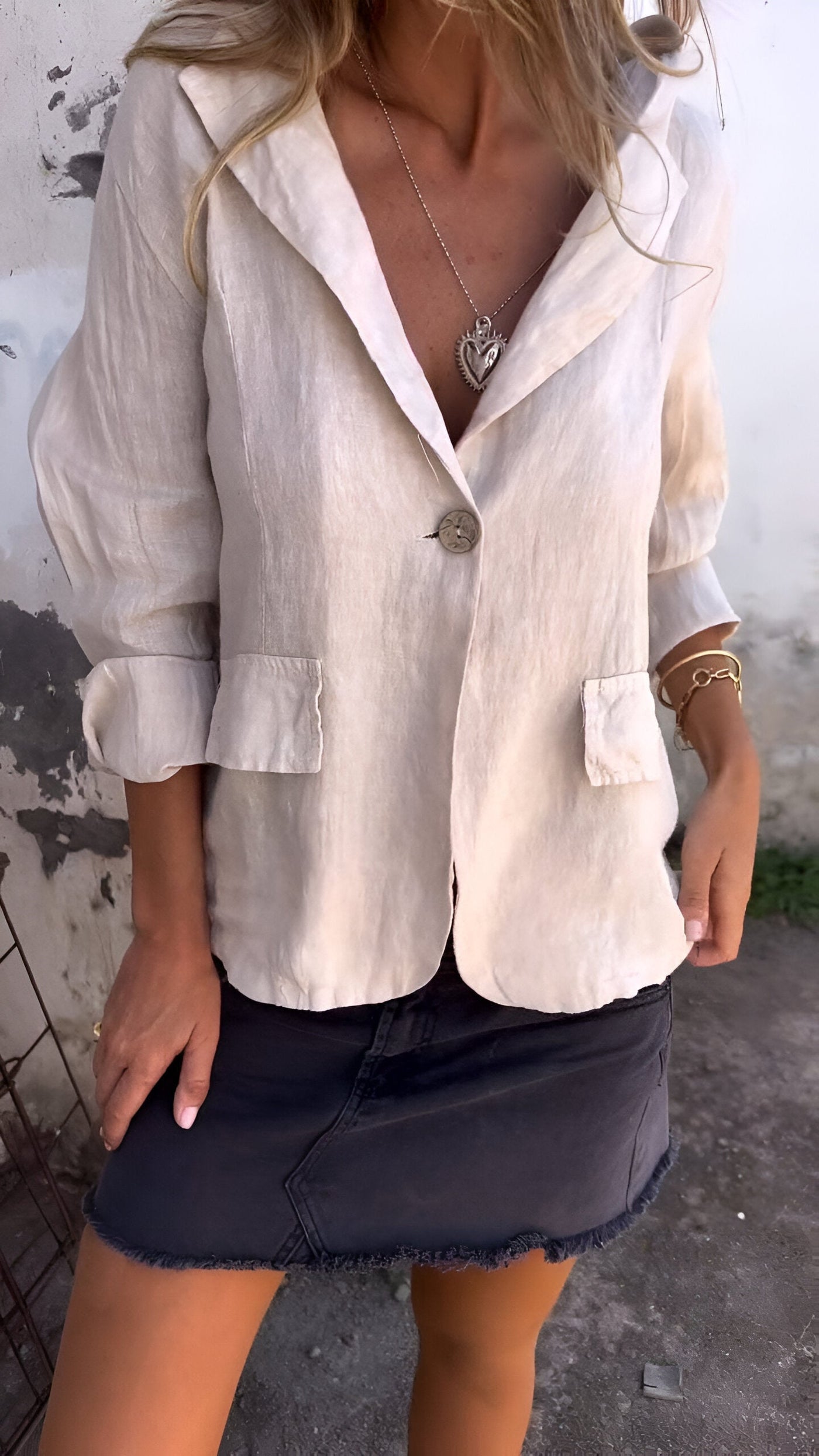 Faith | Stylish Button-Down Linen Blazer