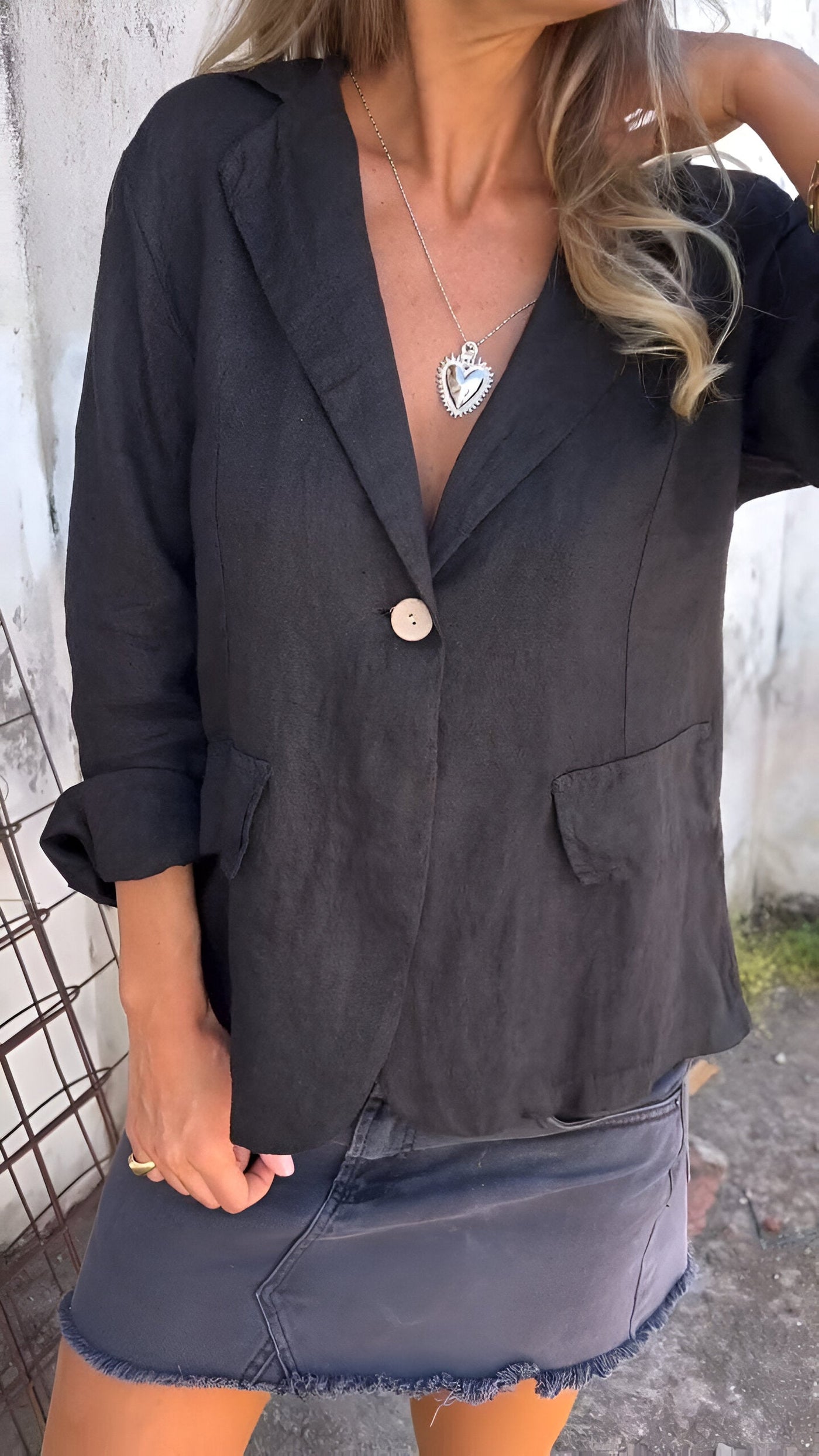 Faith | Stylish Button-Down Linen Blazer