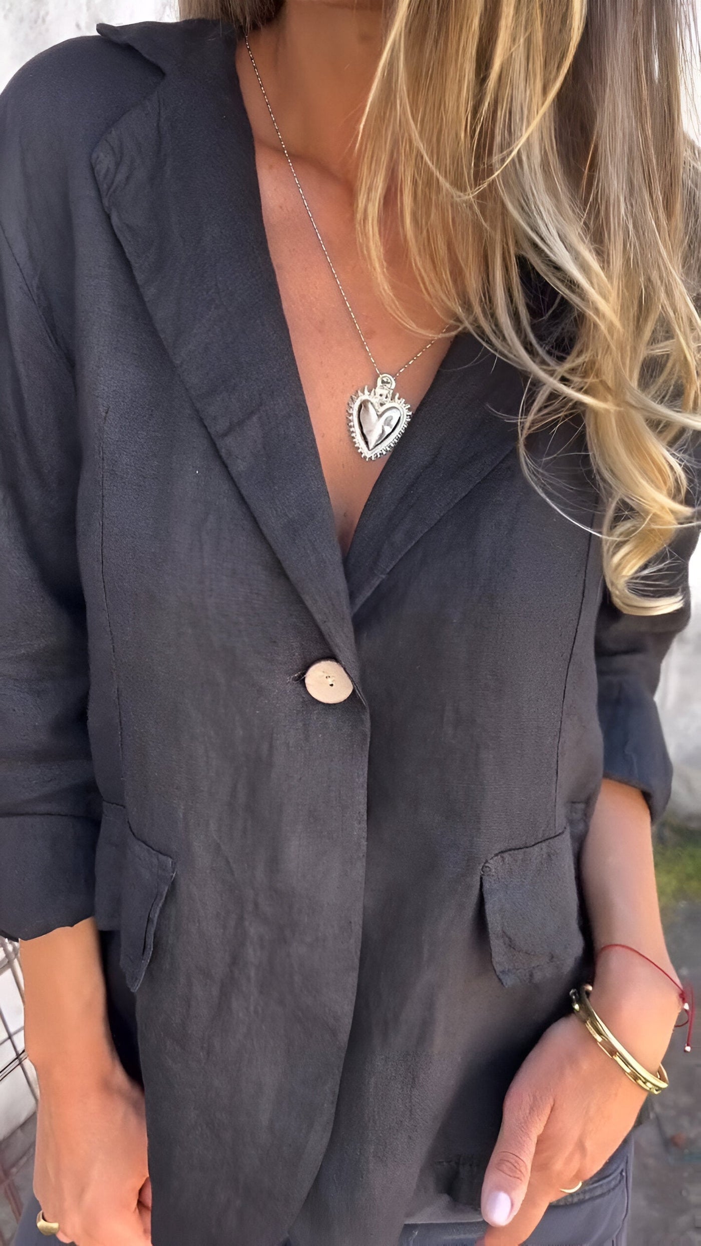 Faith | Stylish Button-Down Linen Blazer