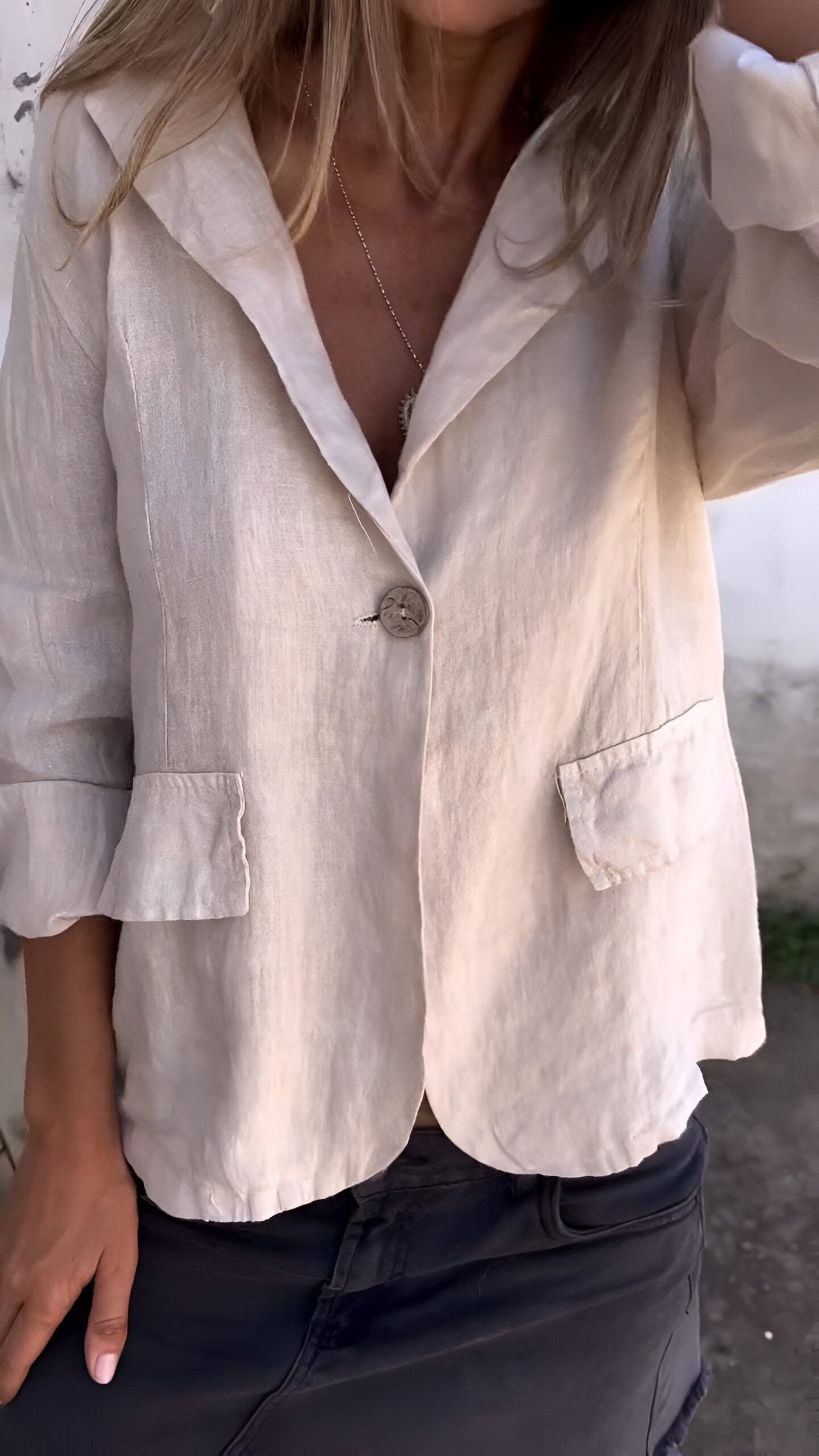 Faith | Stylish Button-Down Linen Blazer