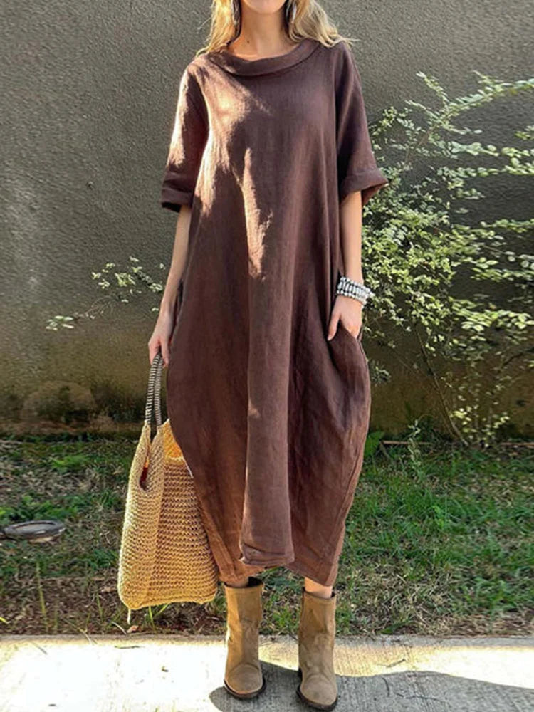 Bohemian Dress in Cotton and Linen