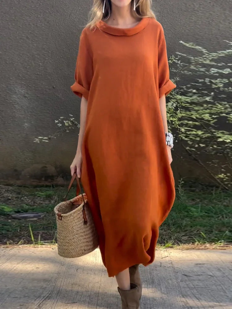 Bohemian Dress in Cotton and Linen