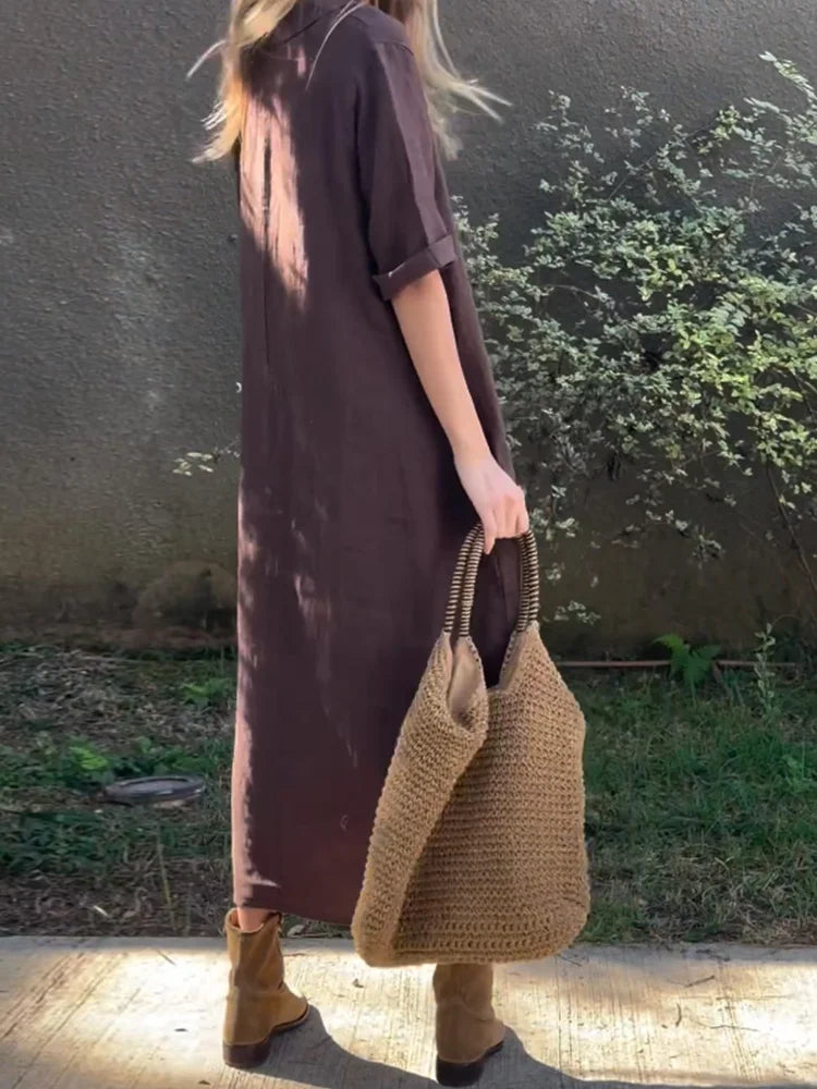 Bohemian Dress in Cotton and Linen