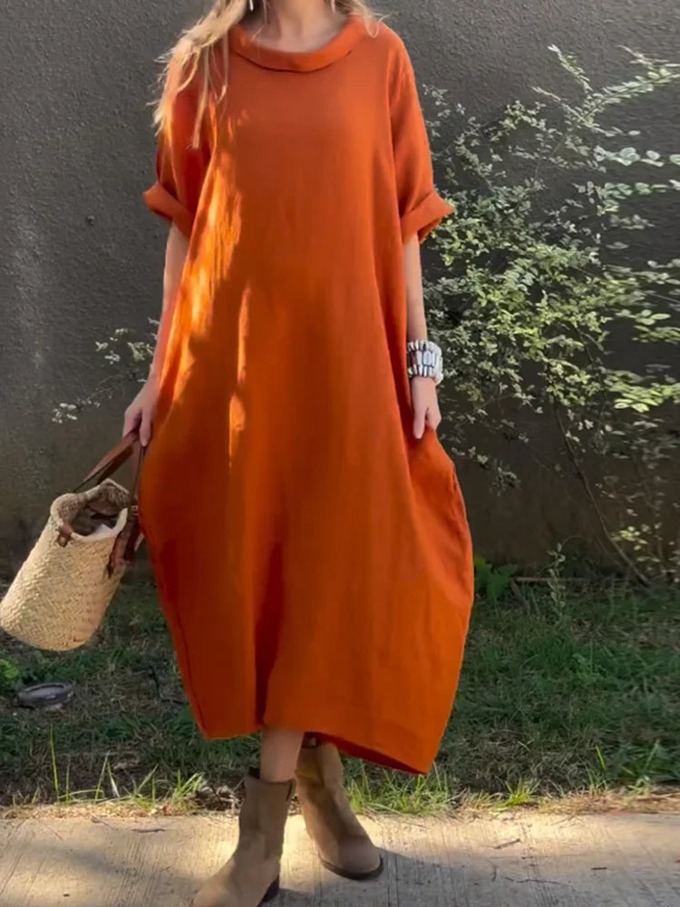 Bohemian Dress in Cotton and Linen