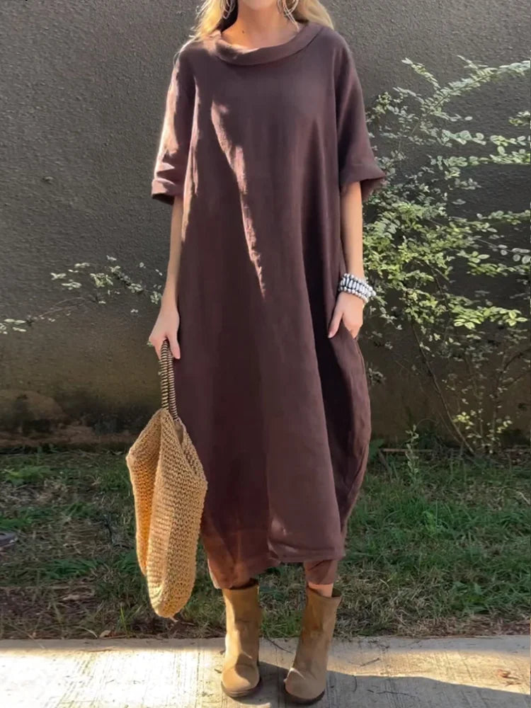 Bohemian Dress in Cotton and Linen