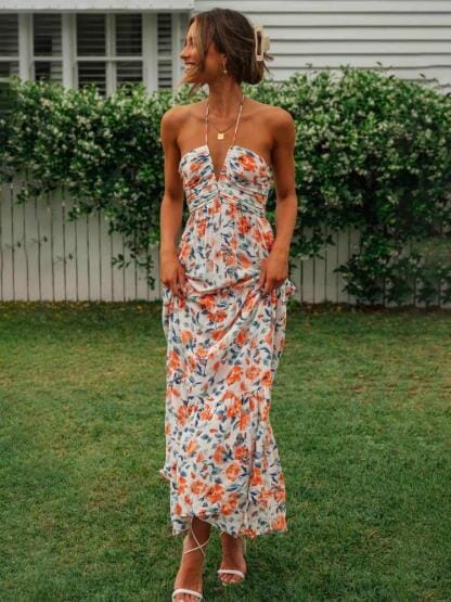 Summer Maxi Dress Rosea Floral Halter