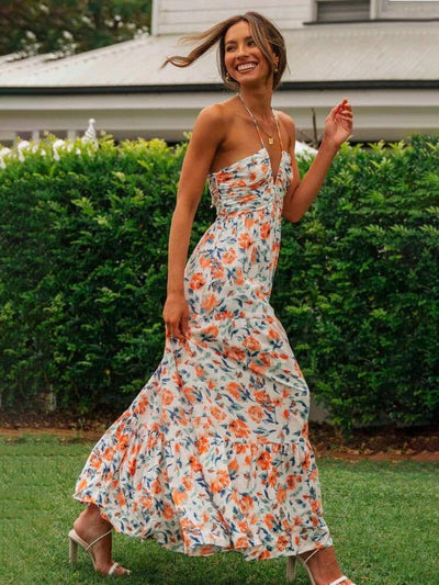 Summer Maxi Dress Rosea Floral Halter