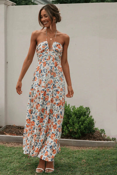 Summer Maxi Dress Rosea Floral Halter
