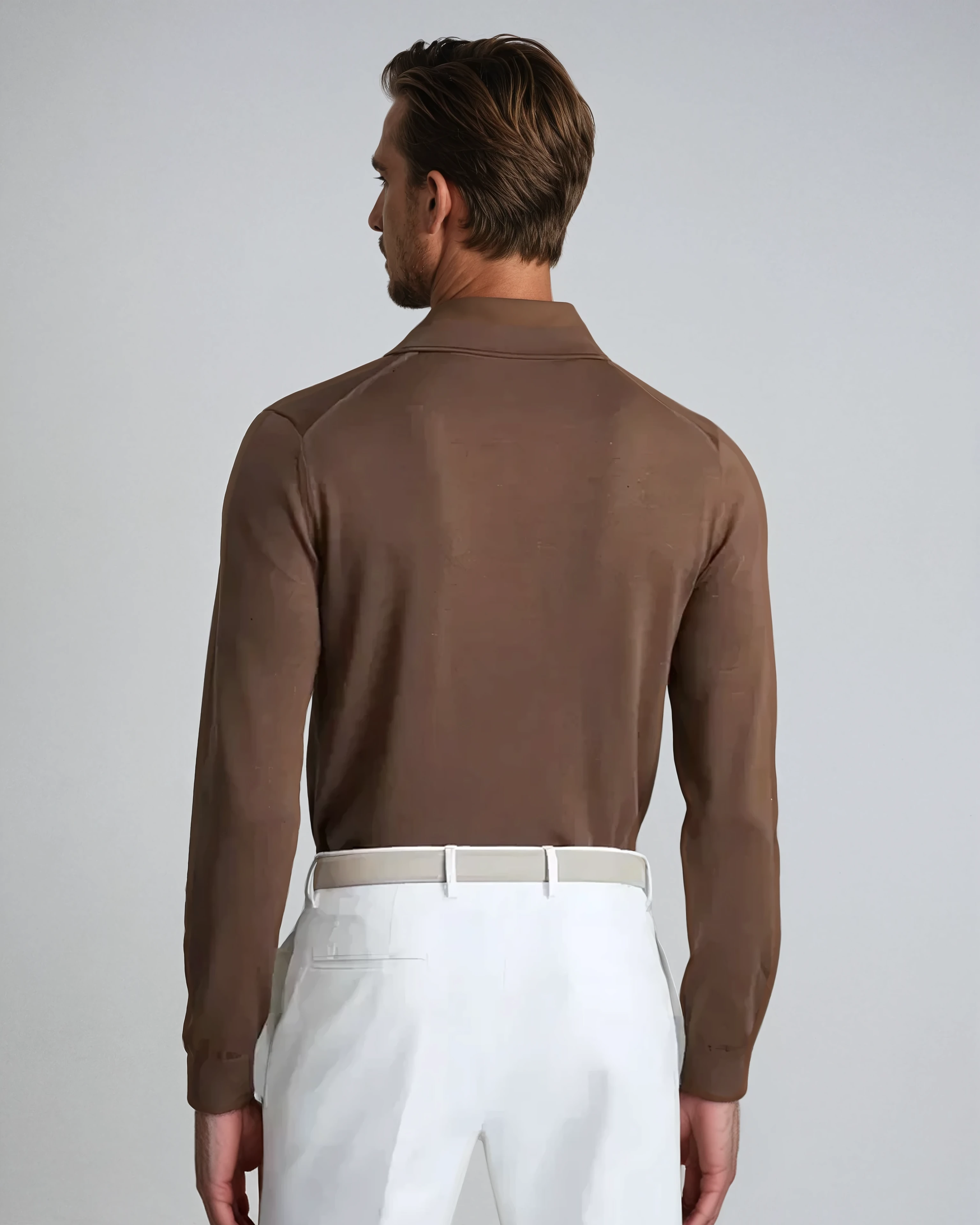 Long Sleeve Polo Without Buttons Brown - Sophie New York