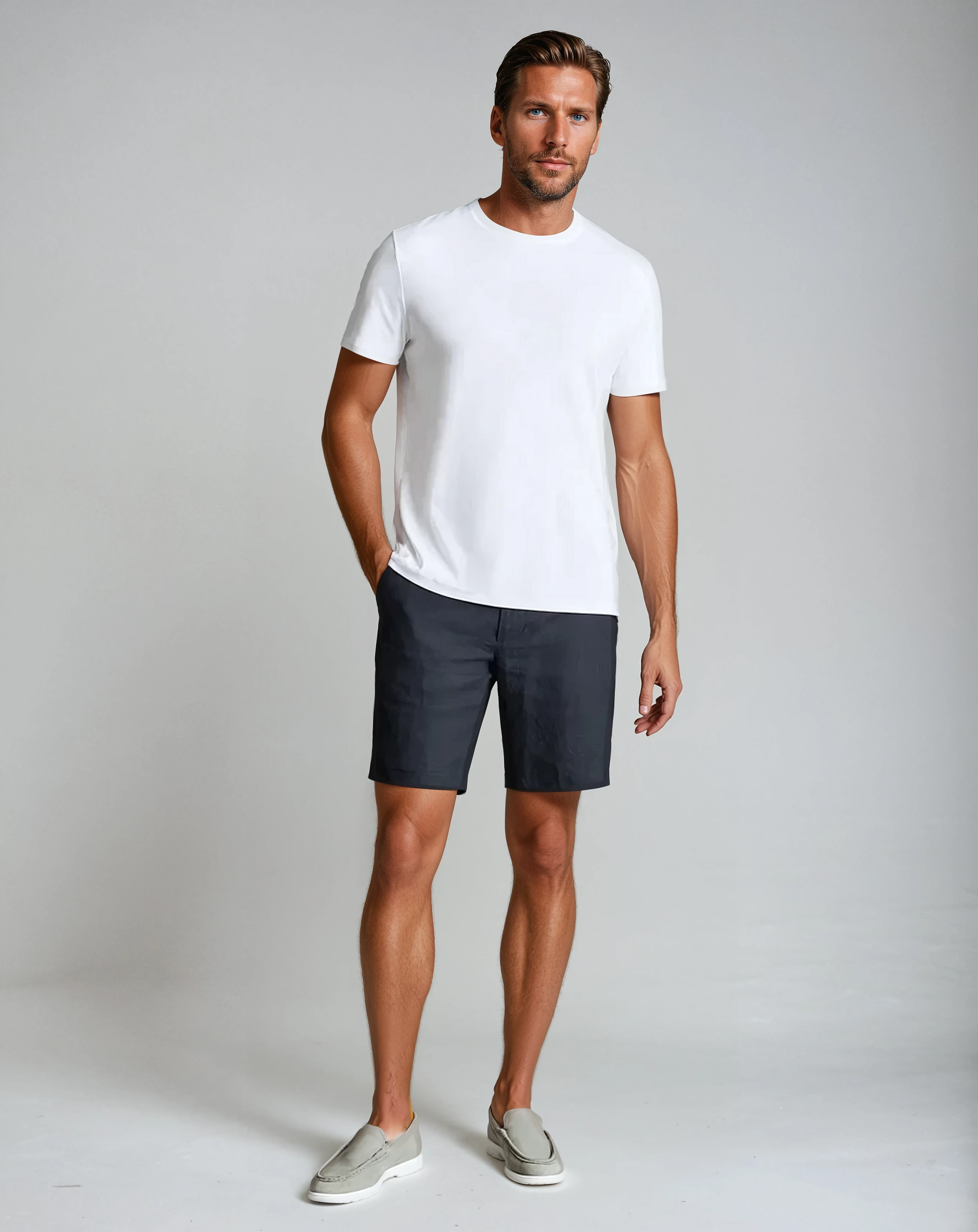 Beachside Linen Shorts - Navy Blue - Sophie New York