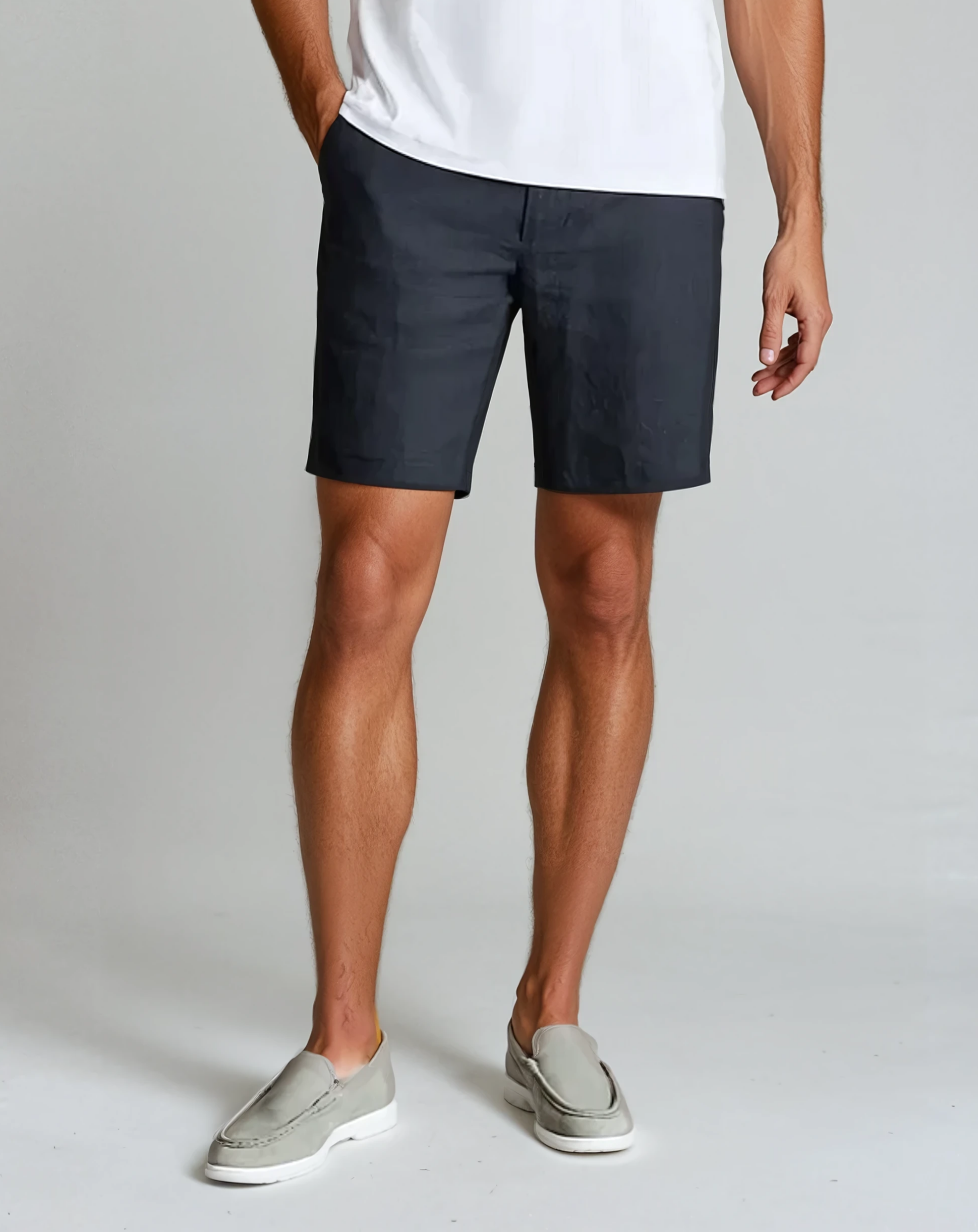 Beachside Linen Shorts - Navy Blue - Sophie New York