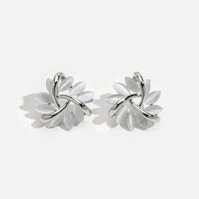 Elegant and Exclusive Circle Earrings in Opal Petal in Gold
