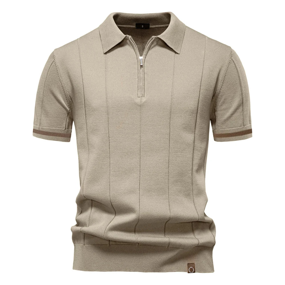 Monza Zip-Knit Polo Shirt - Sophie New York