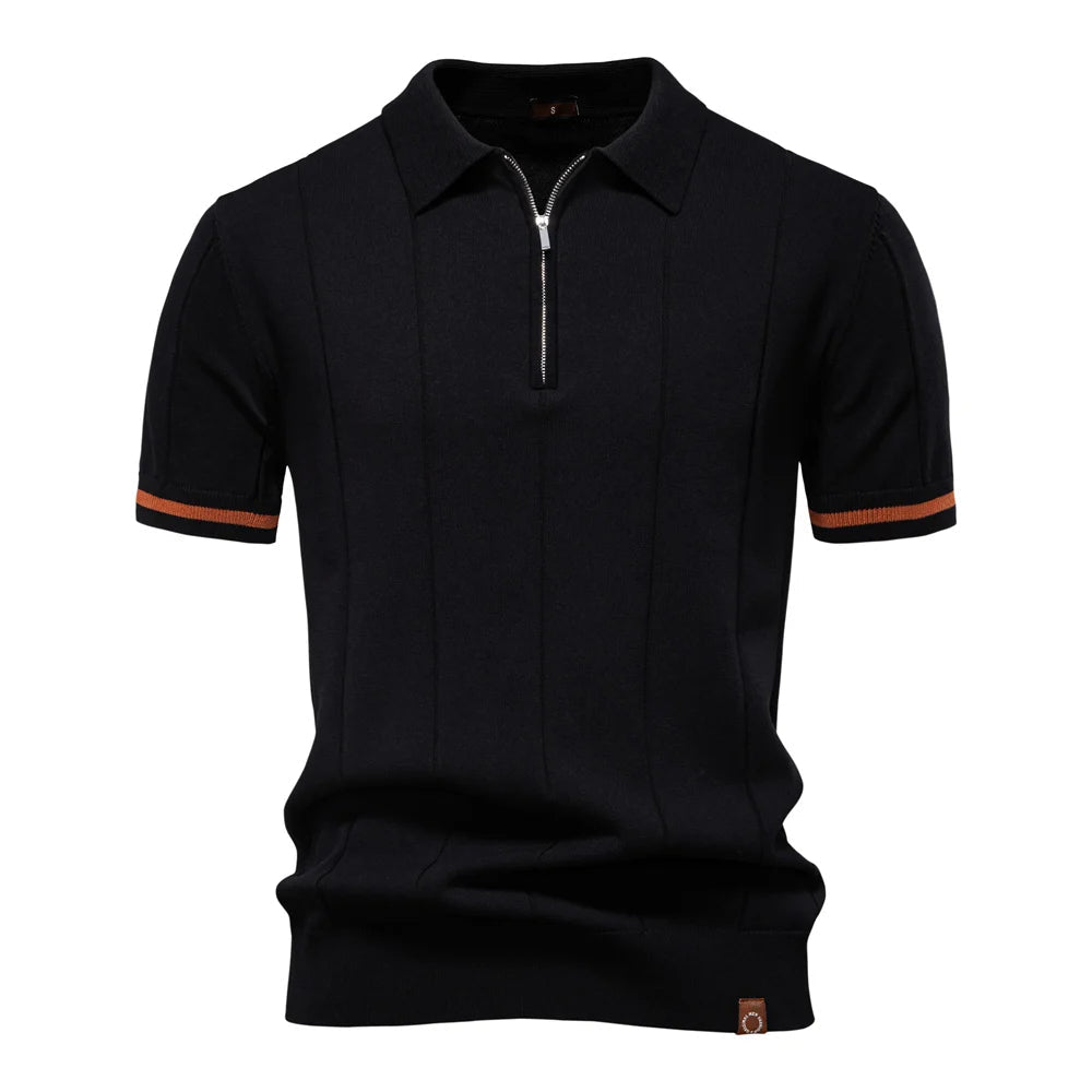 Monza Zip-Knit Polo Shirt - Sophie New York