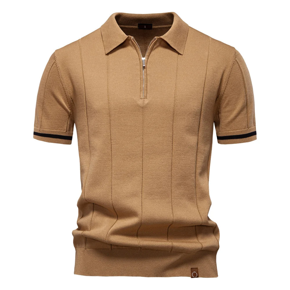 Monza Zip-Knit Polo Shirt - Sophie New York