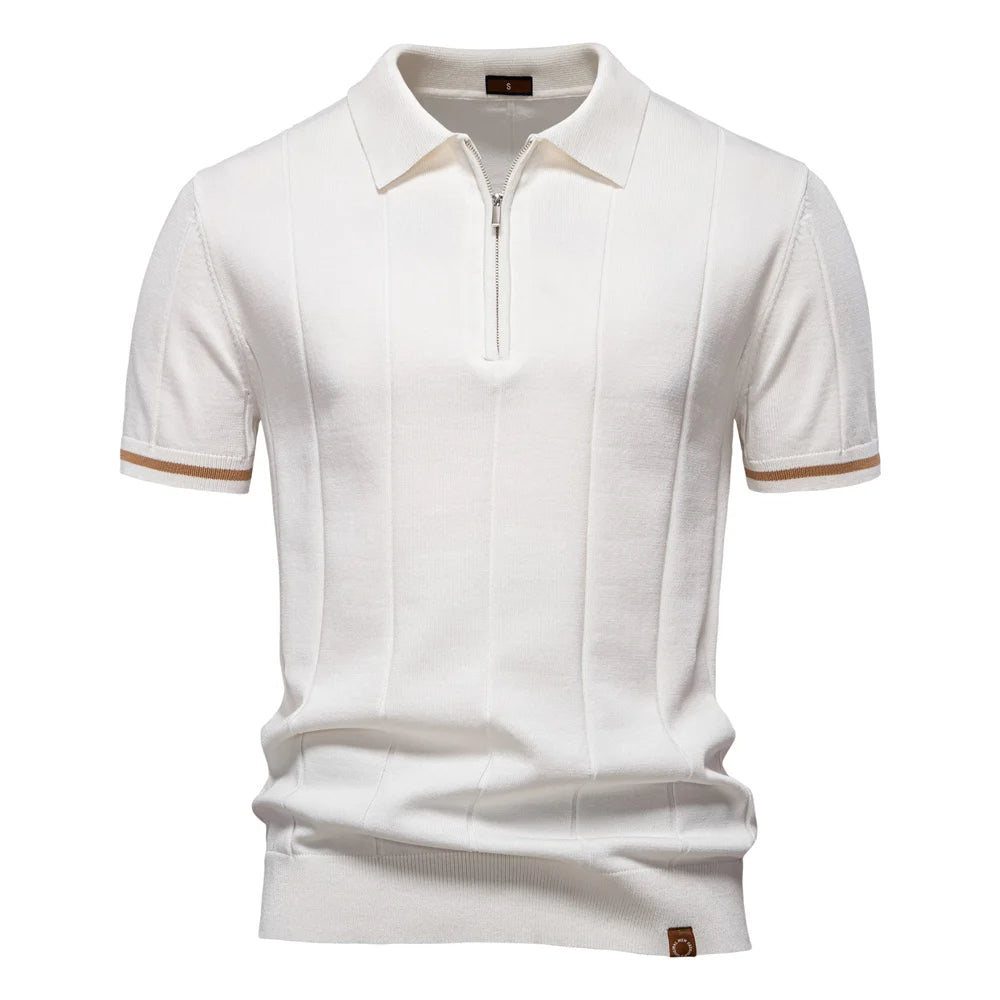Monza Zip-Knit Polo Shirt - Sophie New York