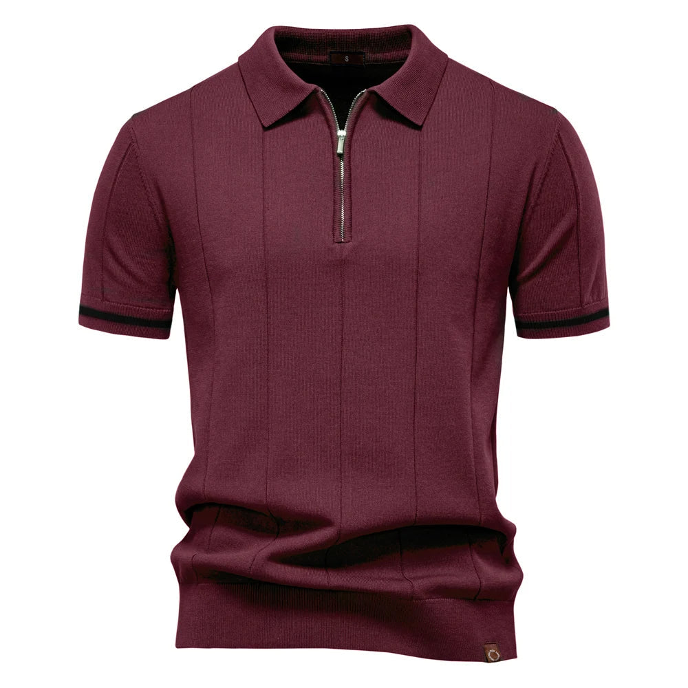 Monza Zip-Knit Polo Shirt - Sophie New York
