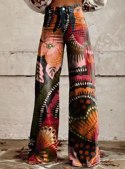 Vanessa | Vibrant Psychedelic Flared Jeans